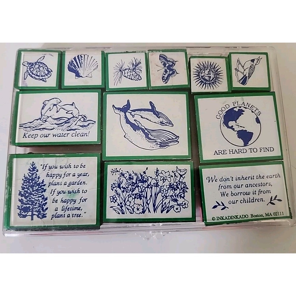 inkadinkado Ecology Stamp Set Cultural Survival Earth Day Nature Ocean Whale Sun